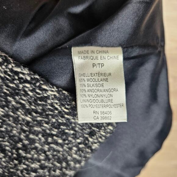 Theory Wool Silk Angora Blend Black White Coat Size P XS/S - Picture 5 of 8